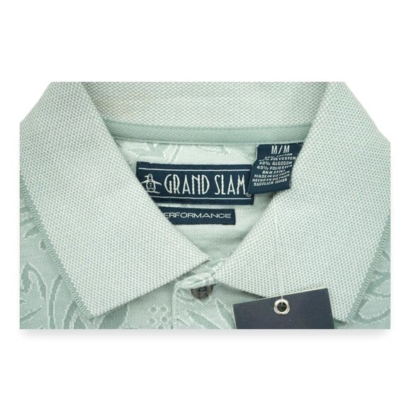 NWT Grand Slam Men's Performance Polo Shirt Short Sleeve Dry Knit Floral Pattern - Picture 5 of 5